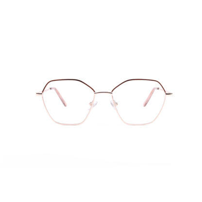 Forever & a Day Womens Hexagonal Metal Pink Optical Glasses