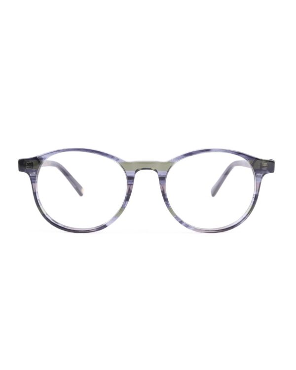 preppy round adult optical glasses frames blue stripe horn acetate